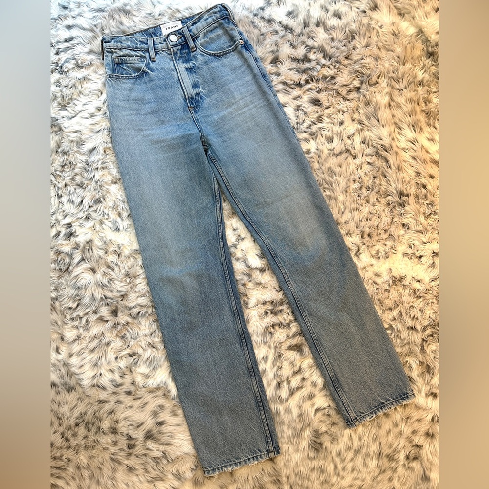 Frame Light Blue Straight Leg Jeans Denim High Waist size 25 XS light wash